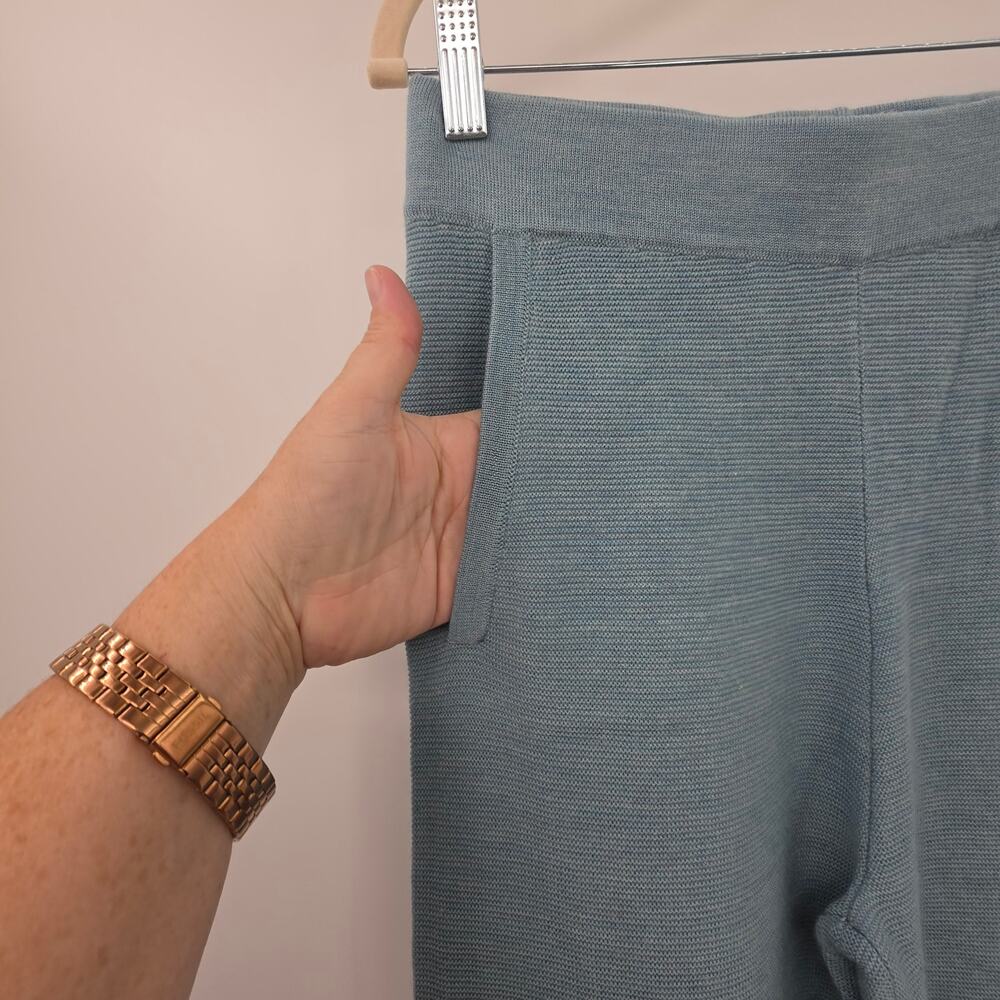 The Reset R Label Teal Wide Leg 100% Wool Pants Size Small - Picture 8 of 10
